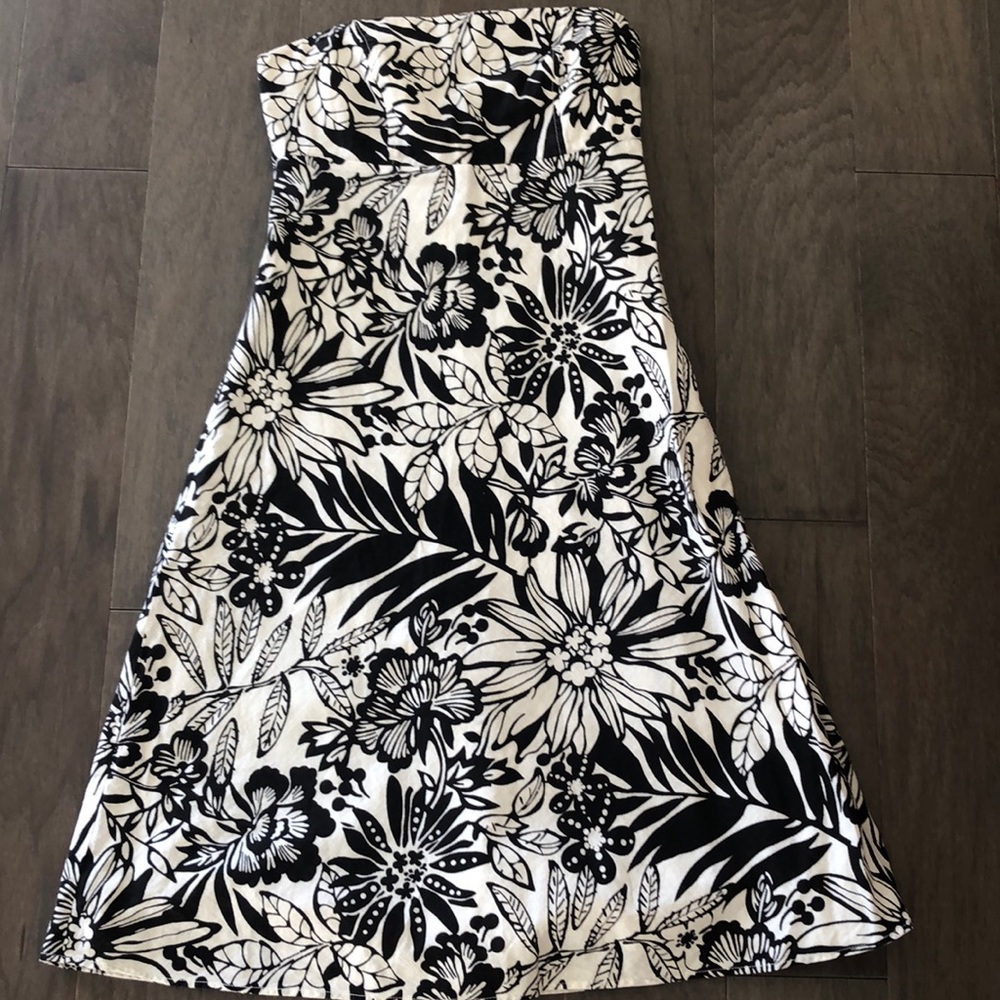 Black and White Strapless Dress